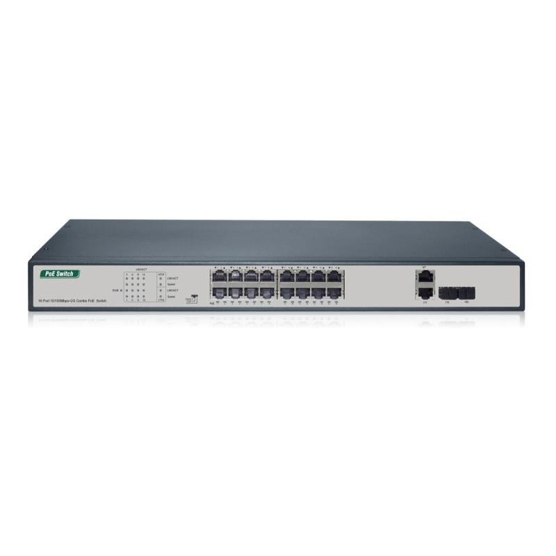 16*10/100Mbps+2G Combo PoE Switch